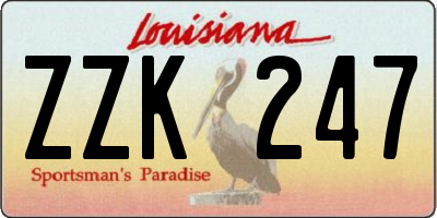 LA license plate ZZK247