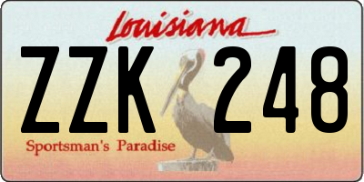 LA license plate ZZK248