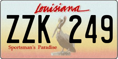 LA license plate ZZK249