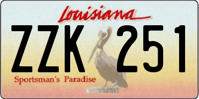 LA license plate ZZK251