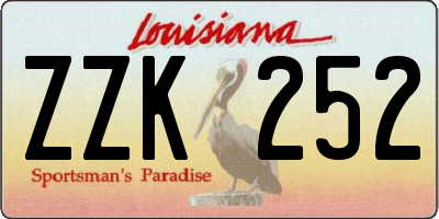LA license plate ZZK252