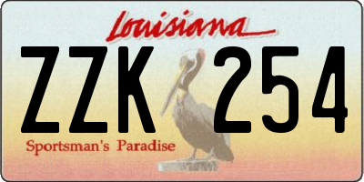 LA license plate ZZK254