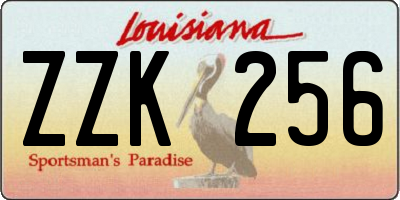 LA license plate ZZK256