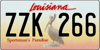 LA license plate ZZK266