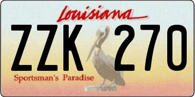 LA license plate ZZK270