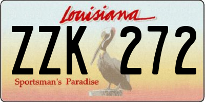 LA license plate ZZK272