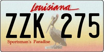 LA license plate ZZK275