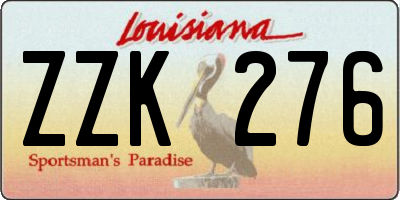LA license plate ZZK276