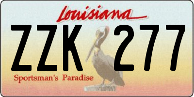 LA license plate ZZK277