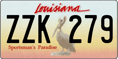 LA license plate ZZK279