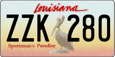 LA license plate ZZK280