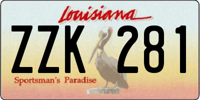 LA license plate ZZK281