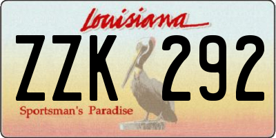 LA license plate ZZK292