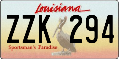 LA license plate ZZK294