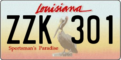 LA license plate ZZK301