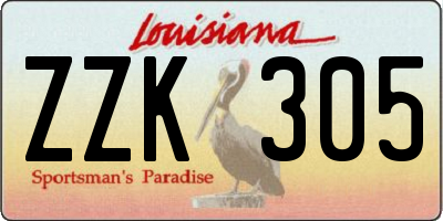 LA license plate ZZK305