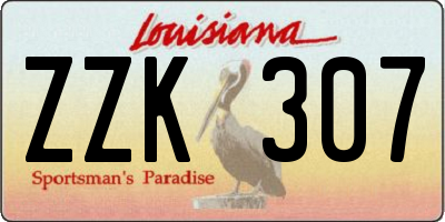 LA license plate ZZK307