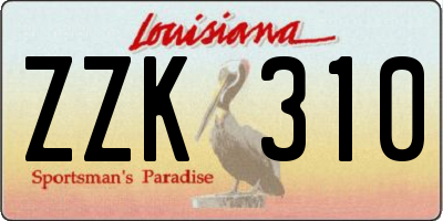 LA license plate ZZK310