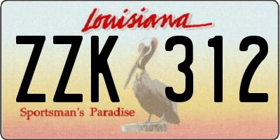 LA license plate ZZK312