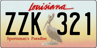 LA license plate ZZK321