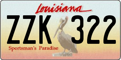 LA license plate ZZK322