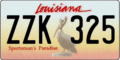 LA license plate ZZK325