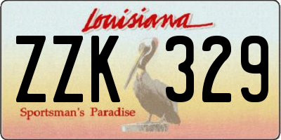 LA license plate ZZK329