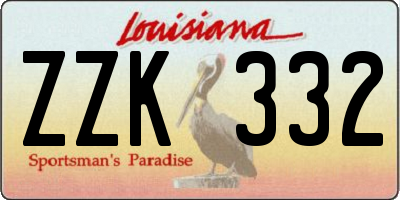 LA license plate ZZK332
