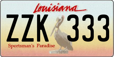 LA license plate ZZK333