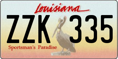 LA license plate ZZK335