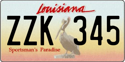 LA license plate ZZK345