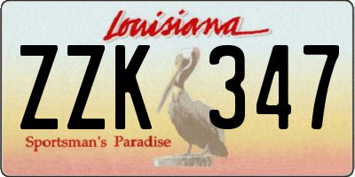LA license plate ZZK347