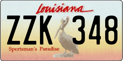 LA license plate ZZK348