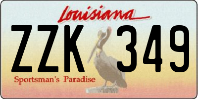 LA license plate ZZK349