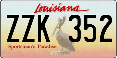 LA license plate ZZK352