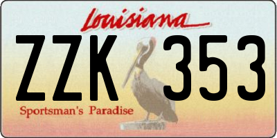 LA license plate ZZK353