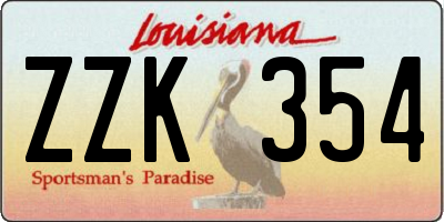LA license plate ZZK354