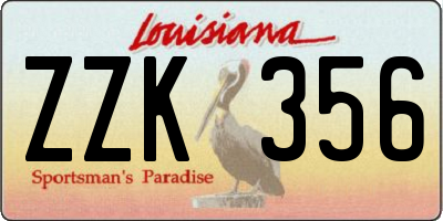 LA license plate ZZK356