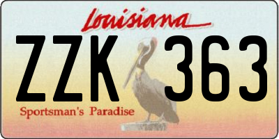 LA license plate ZZK363