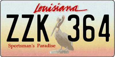LA license plate ZZK364