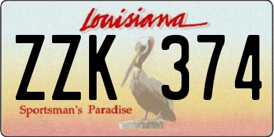 LA license plate ZZK374