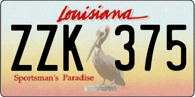 LA license plate ZZK375
