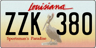 LA license plate ZZK380