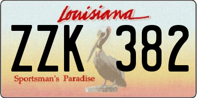 LA license plate ZZK382