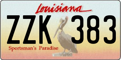 LA license plate ZZK383