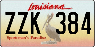 LA license plate ZZK384