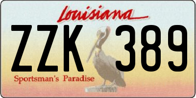 LA license plate ZZK389
