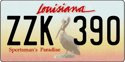 LA license plate ZZK390