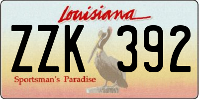 LA license plate ZZK392