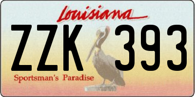 LA license plate ZZK393